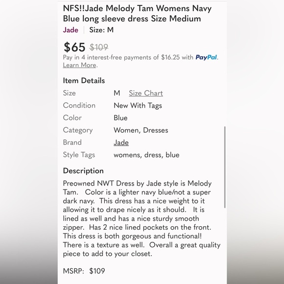 Jade Melody Blue dress size medium new with tags - Picture 13 of 14